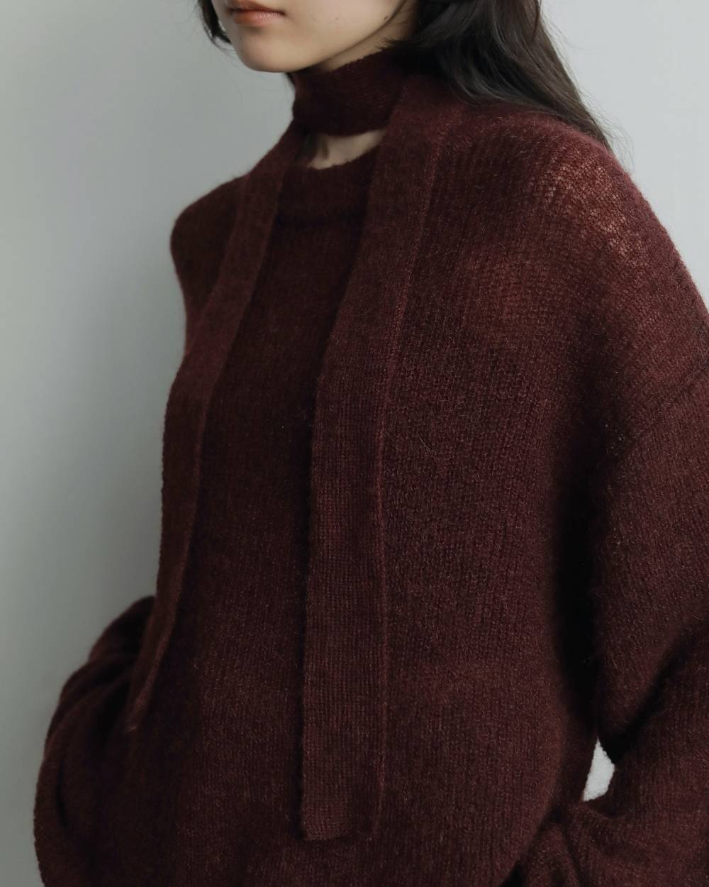 Mohair Ribbontie Knit Mohair Ribbontie Knit,モヘア リボンタイ ニット,62520517,ニット,トップス,カラーニット,毛,モヘア,リボン,ànuke,アンヌーク,lifes,ライフズ,25aw