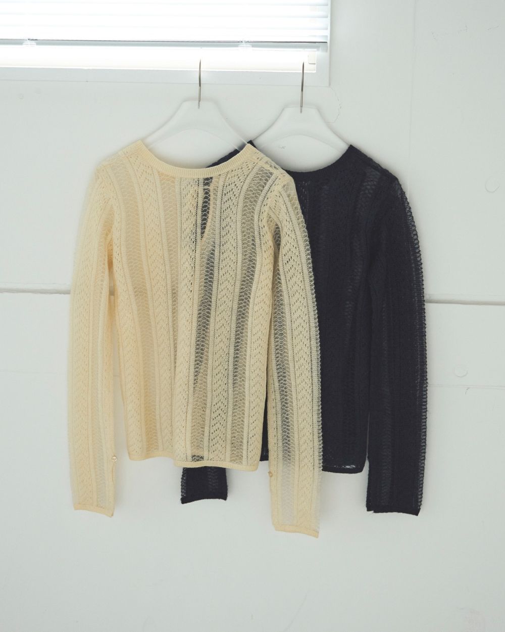 Sheer Ribbon Knit Sheer Ribbon Knit,シアー リボン ニット,62520520,ニット,トップス,ニットトップス,ストライプ,透け感,長袖,ànuke,アンヌーク,lifes,ライフズ,25aw