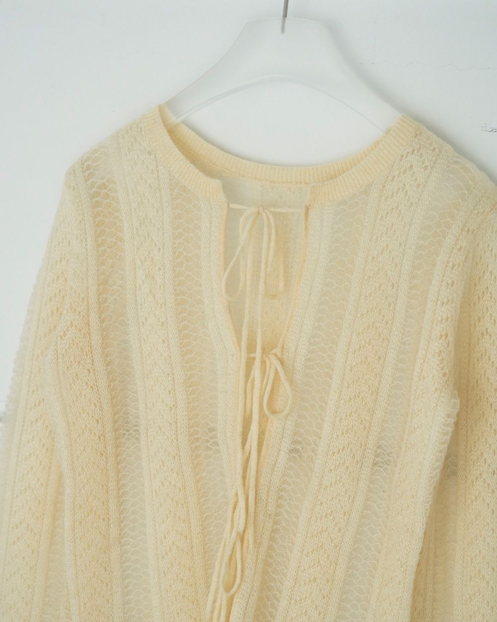 Sheer Ribbon Knit Sheer Ribbon Knit,シアー リボン ニット,62520520,ニット,トップス,ニットトップス,ストライプ,透け感,長袖,ànuke,アンヌーク,lifes,ライフズ,25aw