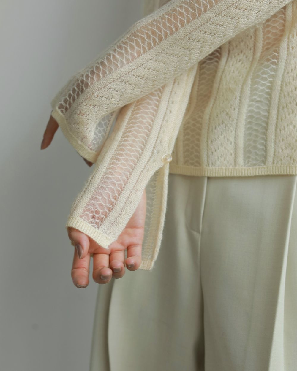 Sheer Ribbon Knit Sheer Ribbon Knit,シアー リボン ニット,62520520,ニット,トップス,ニットトップス,ストライプ,透け感,長袖,ànuke,アンヌーク,lifes,ライフズ,25aw