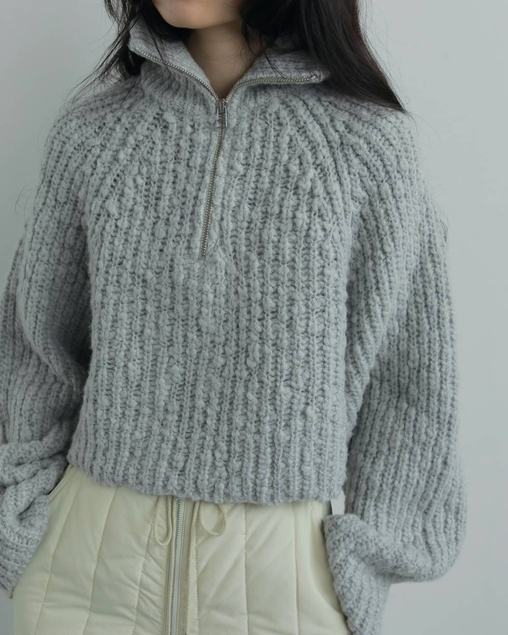 Short Zip Knit 62520532,ショート ジップ ニット,62520532,トップス,ニット,ニットトップス,ànuke,アンヌーク,lifes,ライフズ,25aw