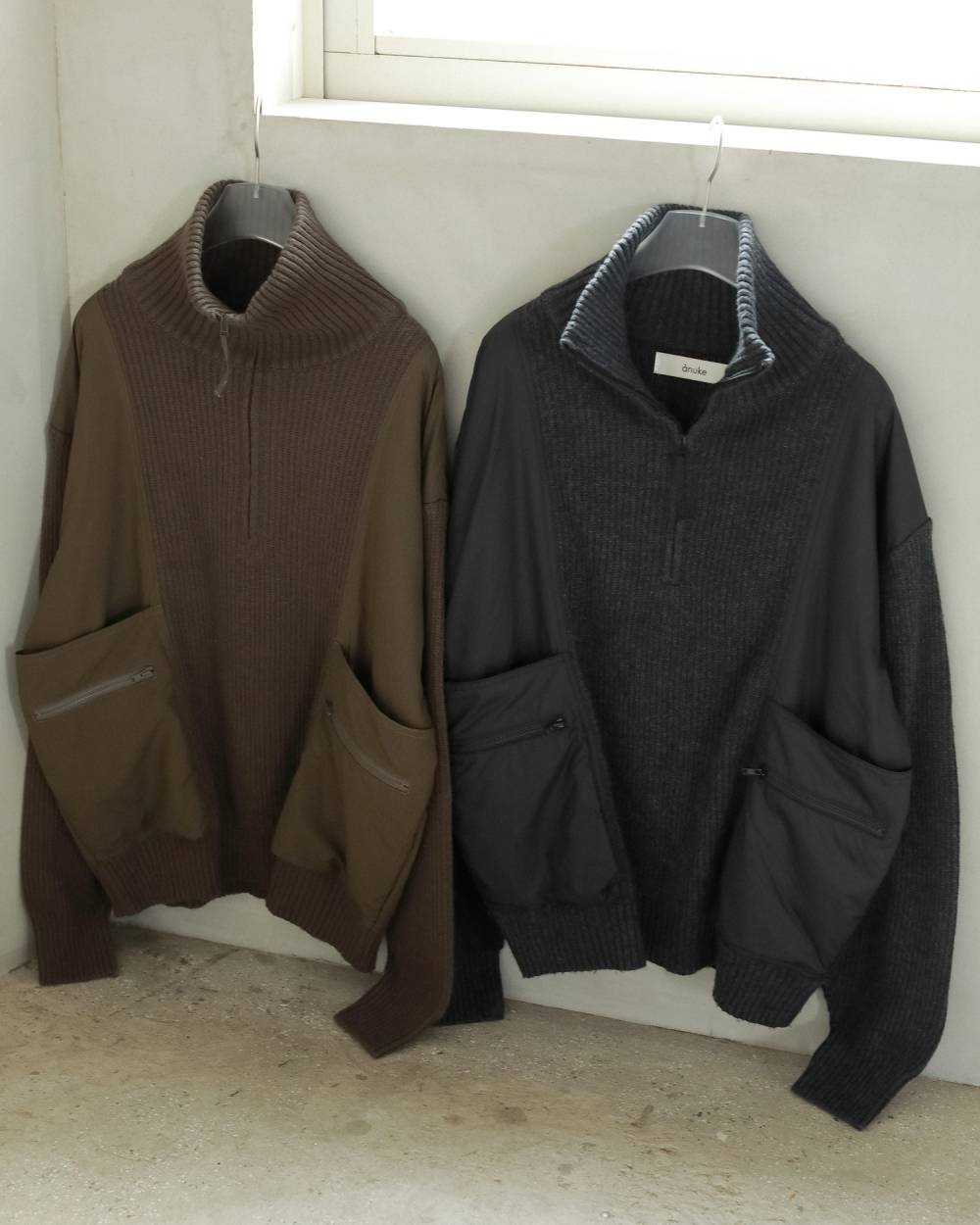 Halfzip Docking Knit Halfzip Docking Knit,ハーフジップ ドッキング ニット,62520718,ハーフジップトップス,トップス,ニット,ニットトップス,ànuke,アンヌーク,lifes,ライフズ,25aw