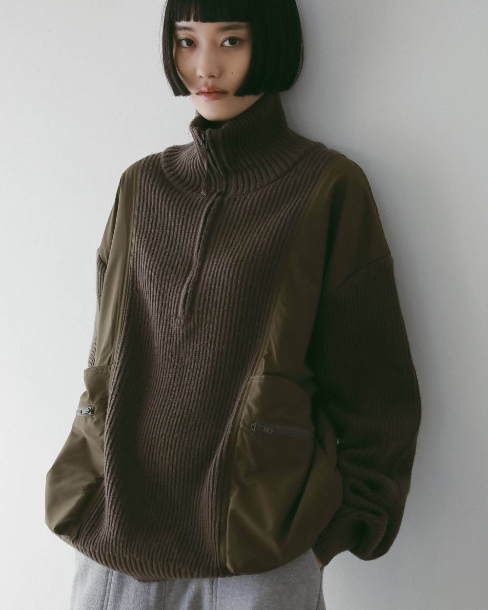 Halfzip Docking Knit Halfzip Docking Knit,ハーフジップ ドッキング ニット,62520718,ハーフジップトップス,トップス,ニット,ニットトップス,ànuke,アンヌーク,lifes,ライフズ,25aw