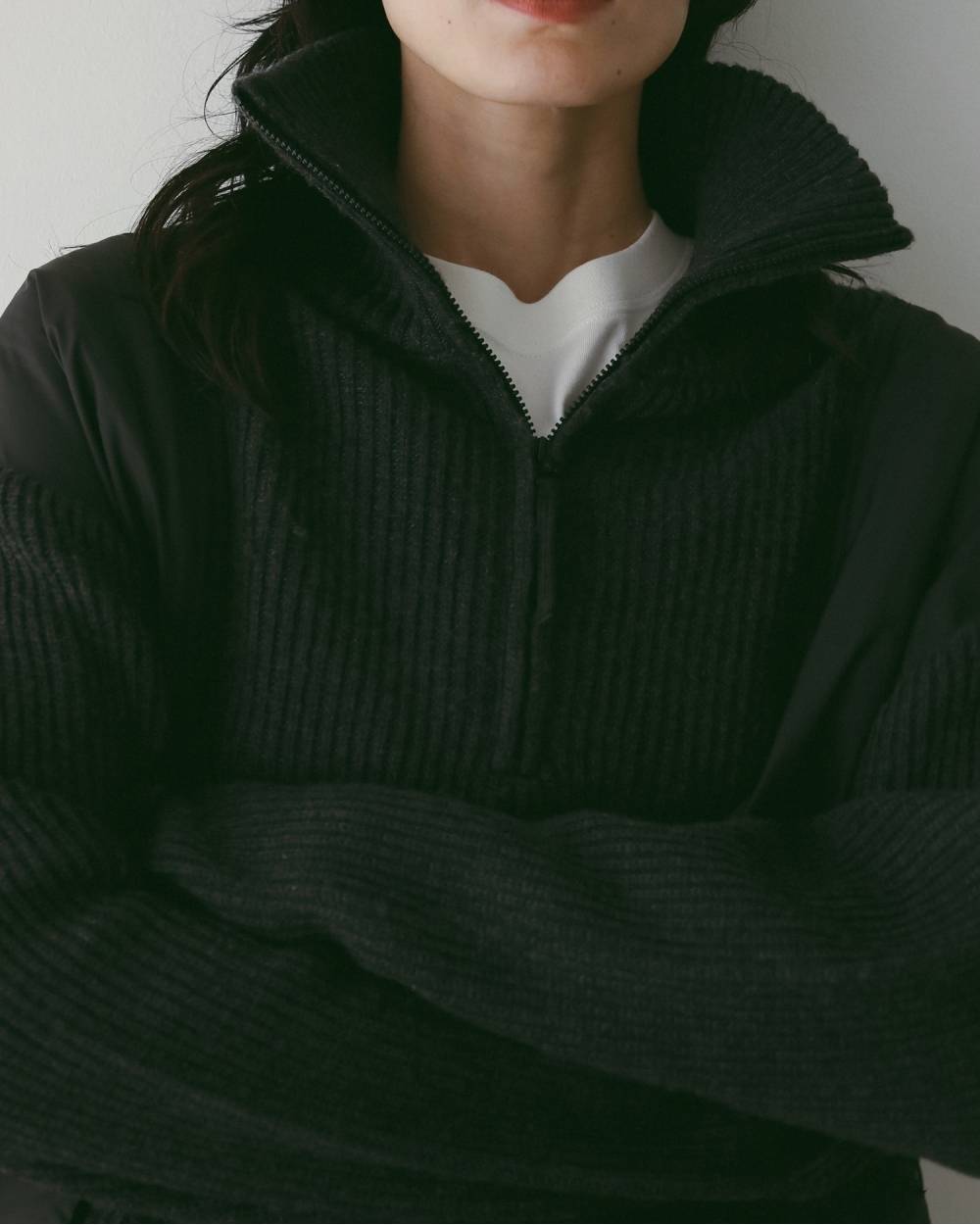 Halfzip Docking Knit Halfzip Docking Knit,ハーフジップ ドッキング ニット,62520718,ハーフジップトップス,トップス,ニット,ニットトップス,ànuke,アンヌーク,lifes,ライフズ,25aw