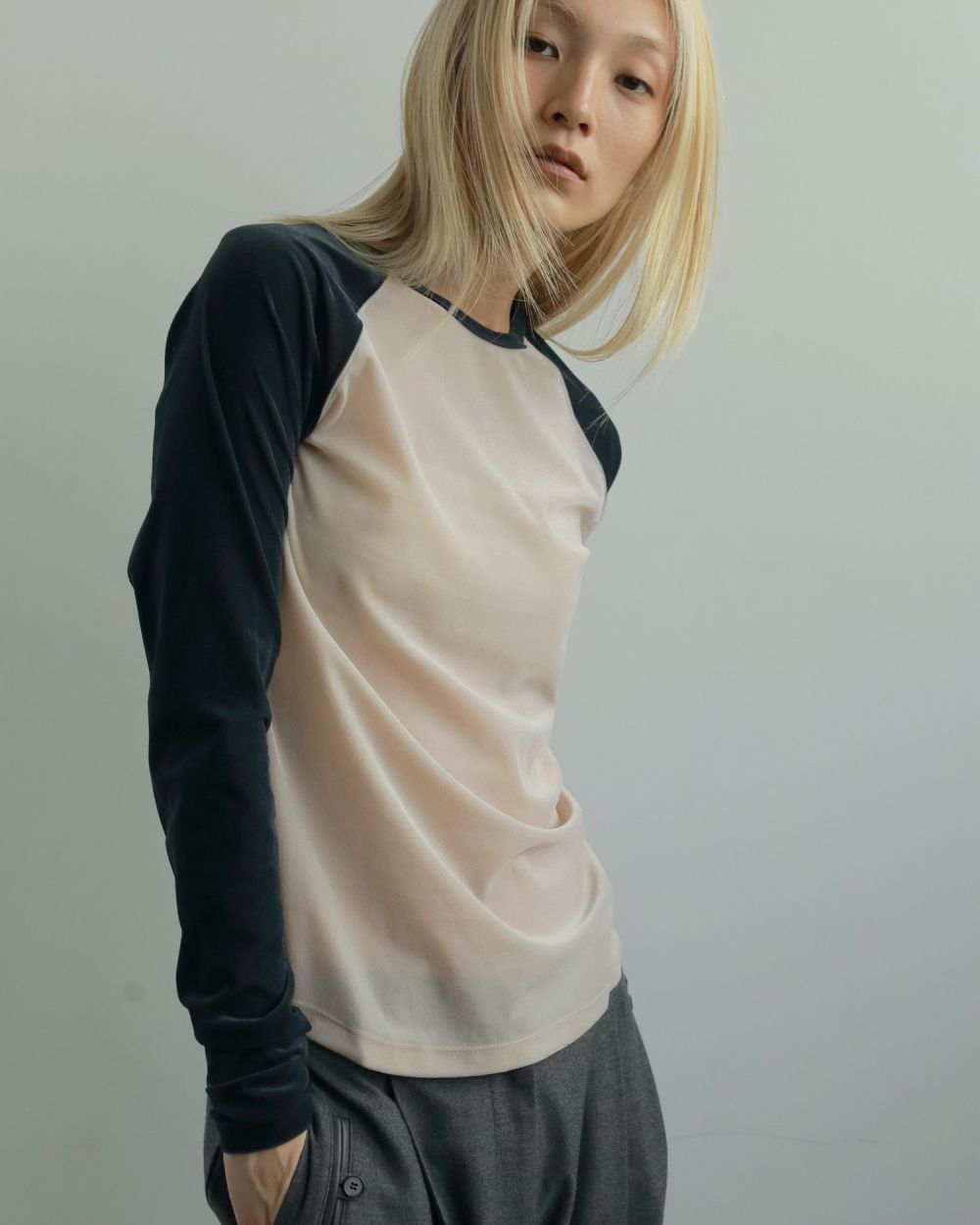 Sheervelour Baseball T-shirts Sheervelour Baseball T-shirts,シアーベロア ベースボール Tシャツ,62520605,ベロア素材,長袖,トップス,ロンT,Tシャツ,ànuke,アンヌーク,lifes,ライフズ,25aw