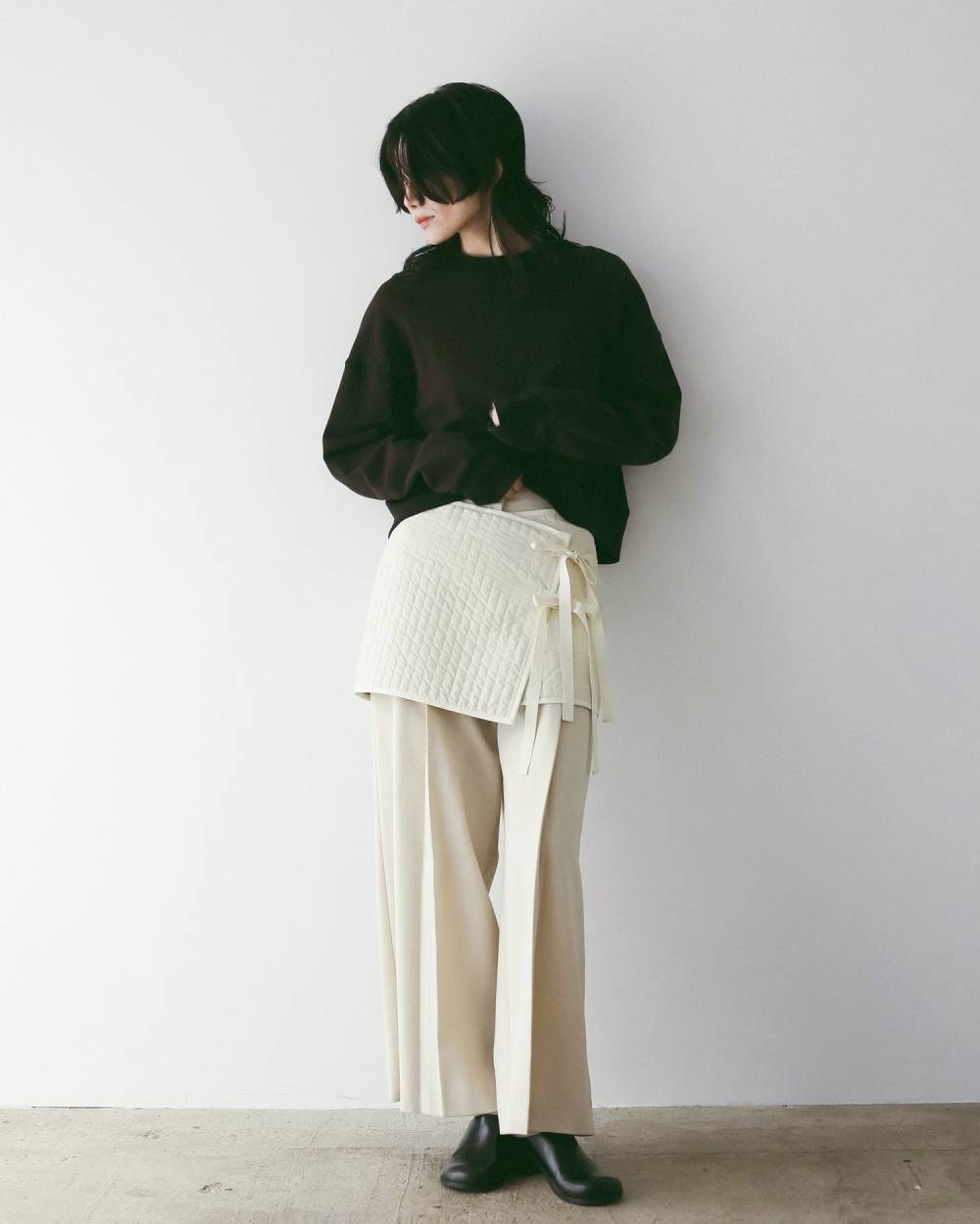 Bicolor Wide Sweat Bicolor Wide Sweat,バイカラー ワイド スウェット,62520607,トップス,カットソートップス,スウェット,ショート丈,ànuke,アンヌーク,lifes,ライフズ,25aw