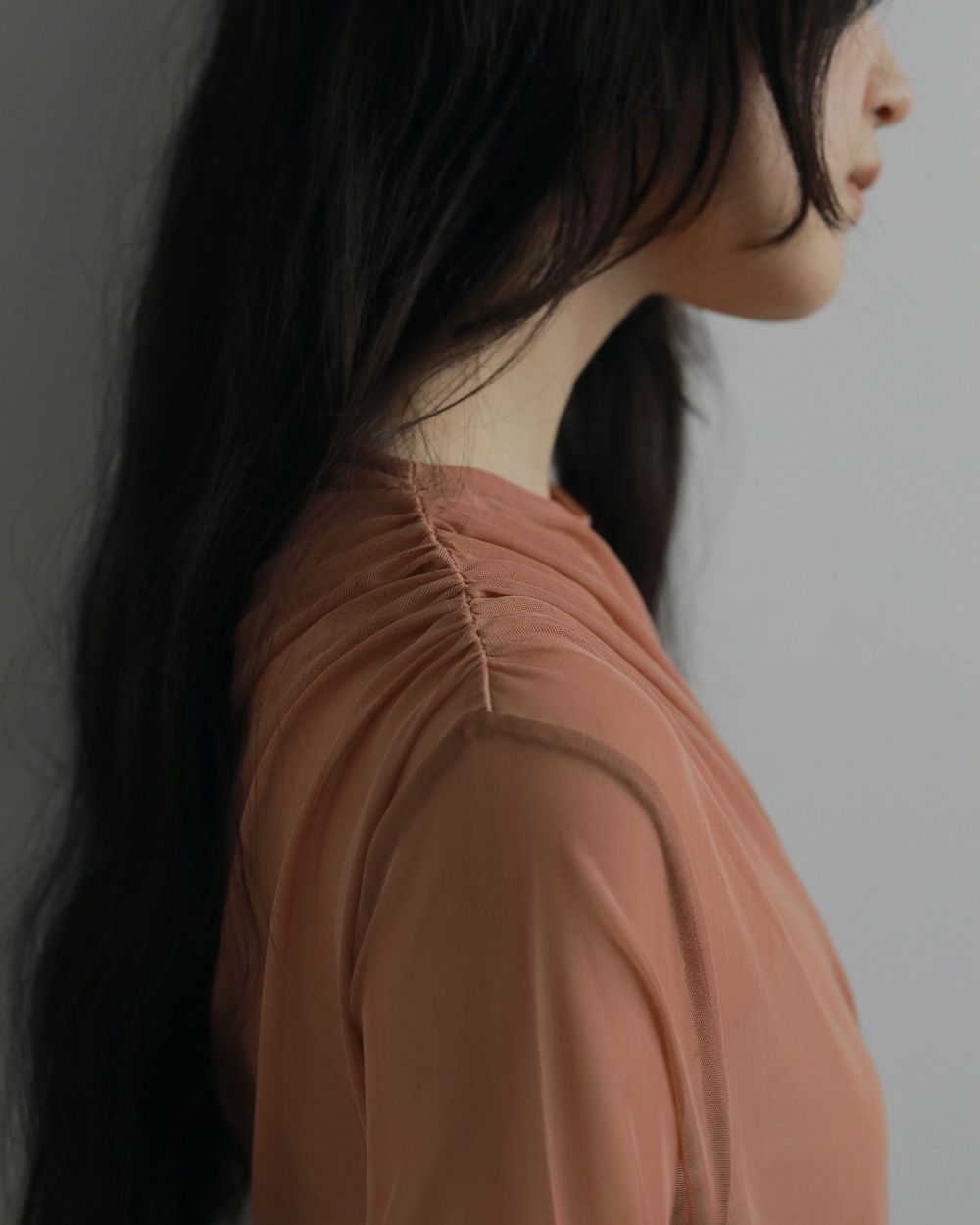 Tulle Gather Bodysuit Tulle Gather Bodysuit,チュールギャザーボディスーツ,62520608,トップス,シアートップス,透け感,ànuke,アンヌーク,lifes,ライフズ,25aw