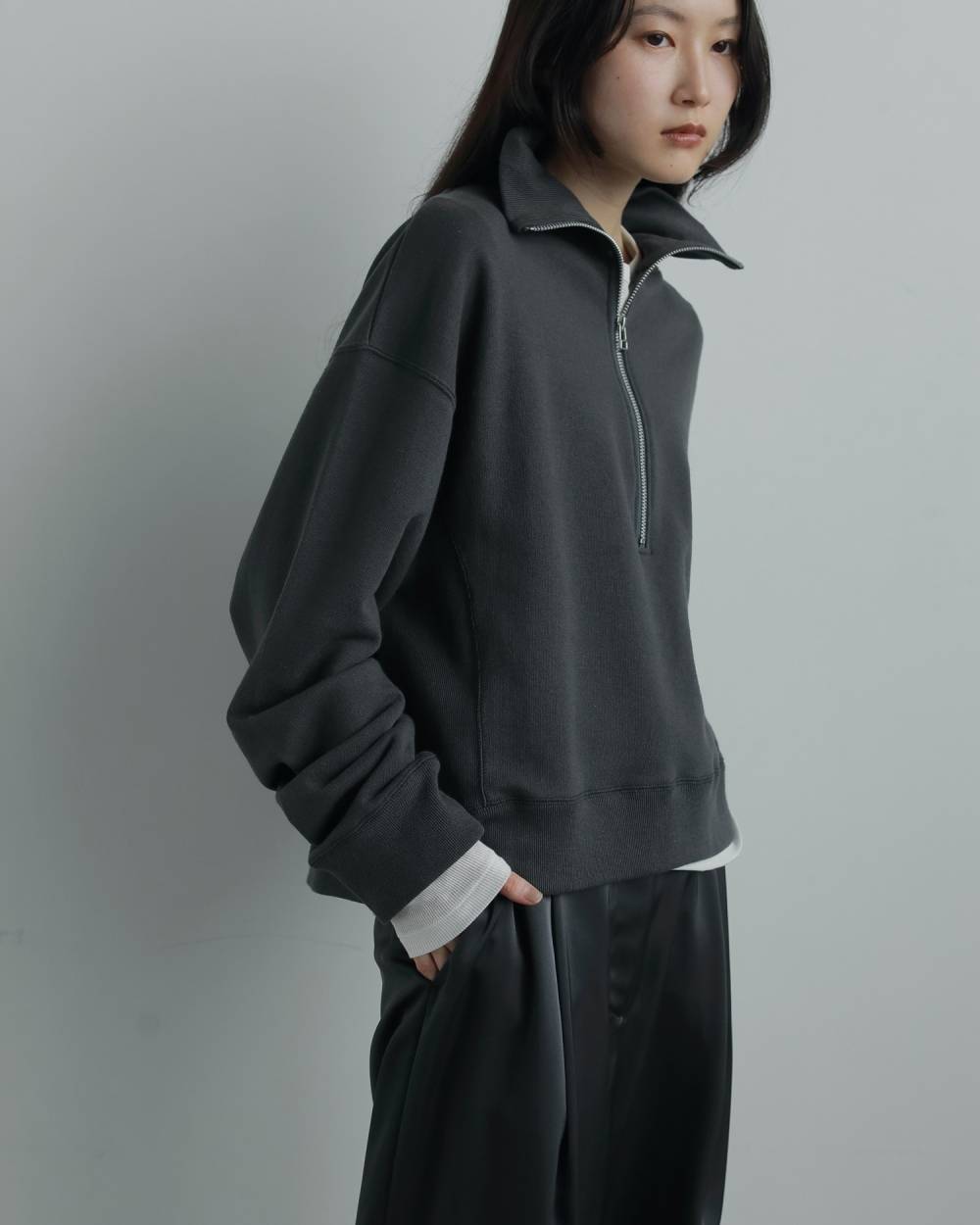 Half Zip Tops Half Zip Tops,ハーフ ジップ トップス,62520613,トップス,裏毛素材,ショート丈,ànuke,アンヌーク,lifes,ライフズ,25aw