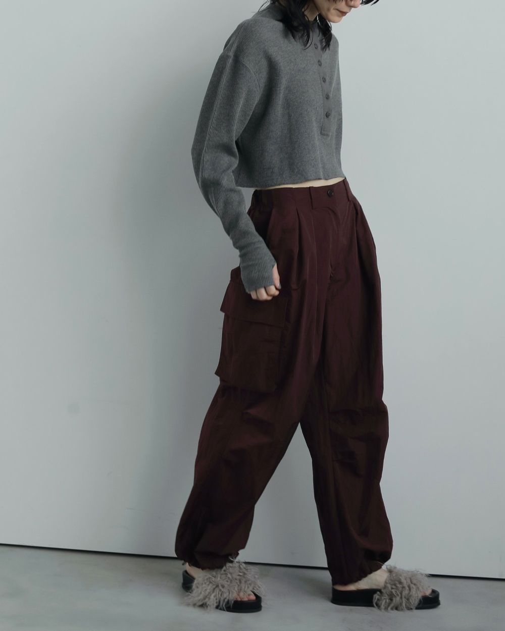 anuke アンヌーク Waffle Henley Tops チャコールグレー ànuke online store（アンヌーク） / Waffle Henley TopsWaffle