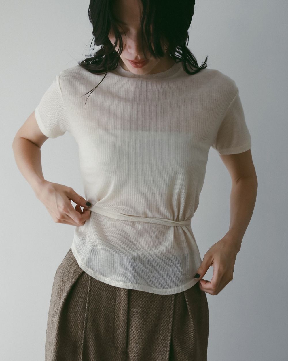 Sheerrib Backopen T-shirts Sheerrib Backopen T-shirts,シアーリブ バックオープン Tシャツ,62520631,トップス,Tシャツ,透け感,シアー,ànuke,アンヌーク,lifes,ライフズ,25aw