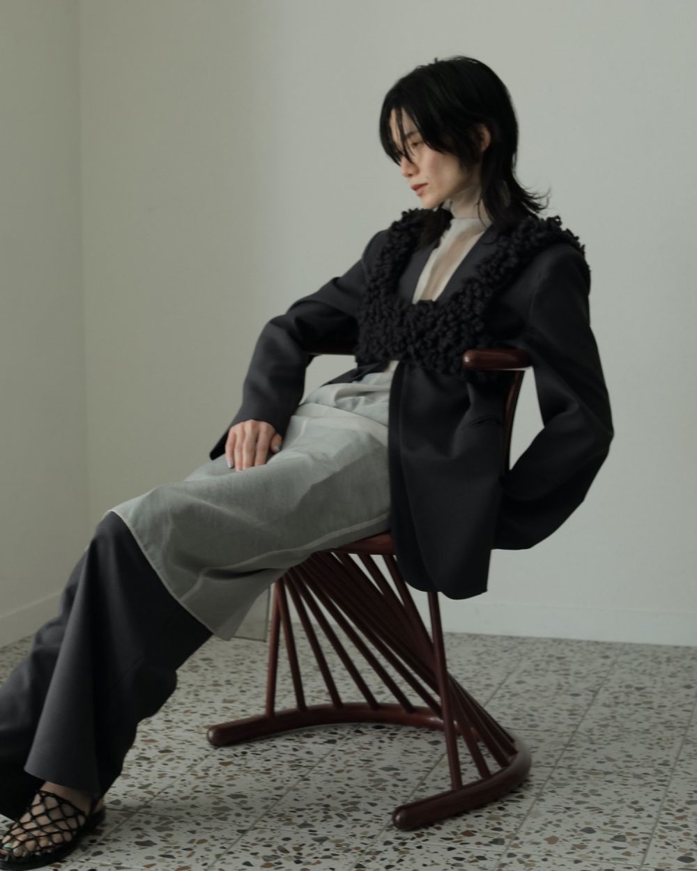 Heather Stretch Pants Heather Stretch Pants,ヘザーストレッチパンツ,62520706,ボトム,パンツ,ストレッチパンツ,ワイドパンツ,ànuke,アンヌーク,lifes,ライフズ,25aw