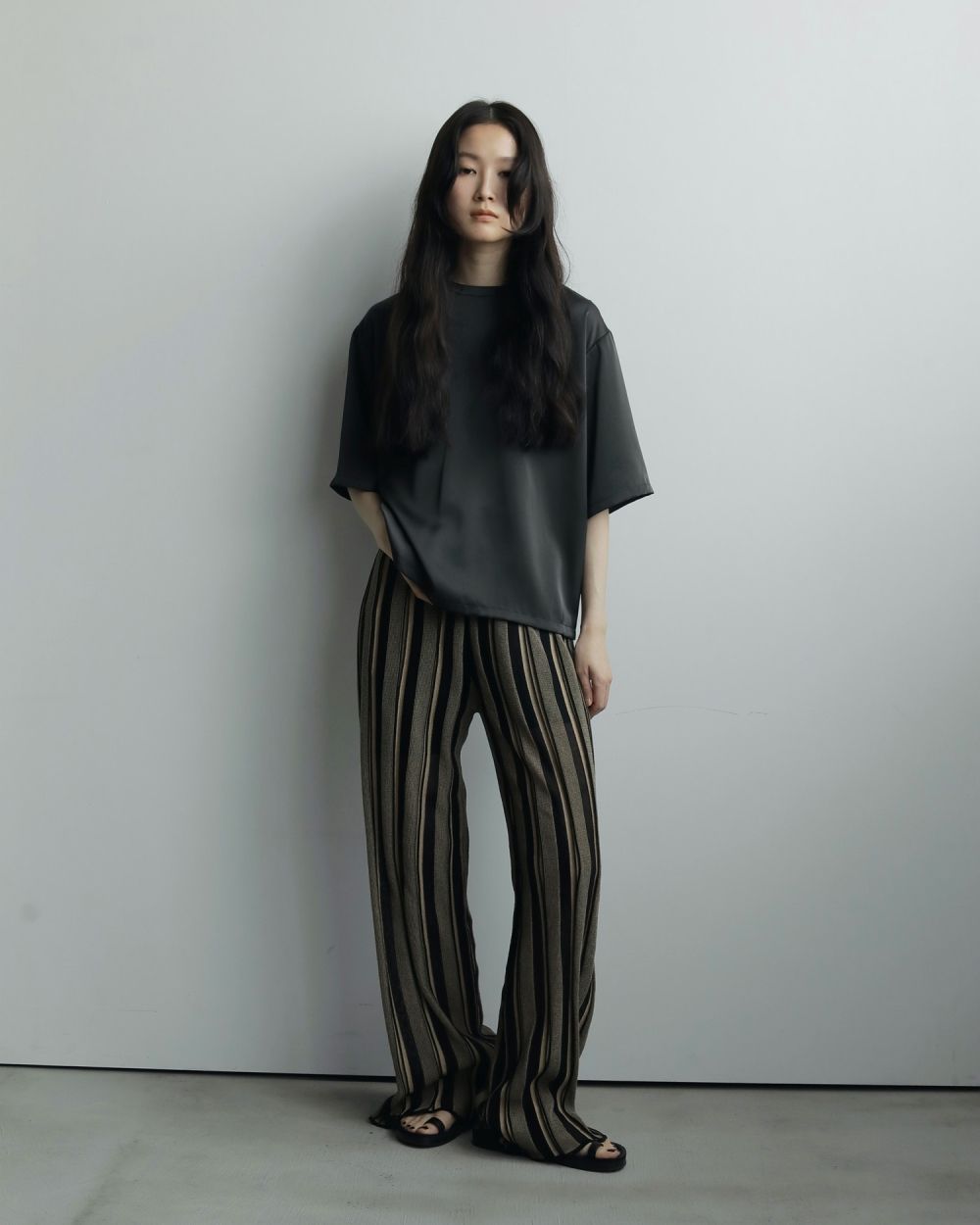 【anuke】完売アイテム＿ストライプニットパンツ 38サイズ ànuke online store（アンヌーク） / Stripe Knit PantsStripe