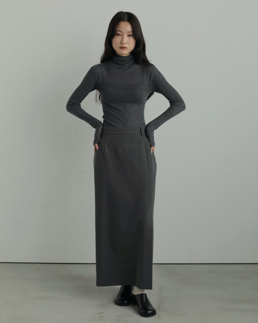 Heather Stretch Middleskirt Heather Stretch Middleskirt,ヘザーストレッチミドルスカート,62520801,ボトム,ミドル丈,スカート,ànuke,アンヌーク,lifes,ライフズ,25aw