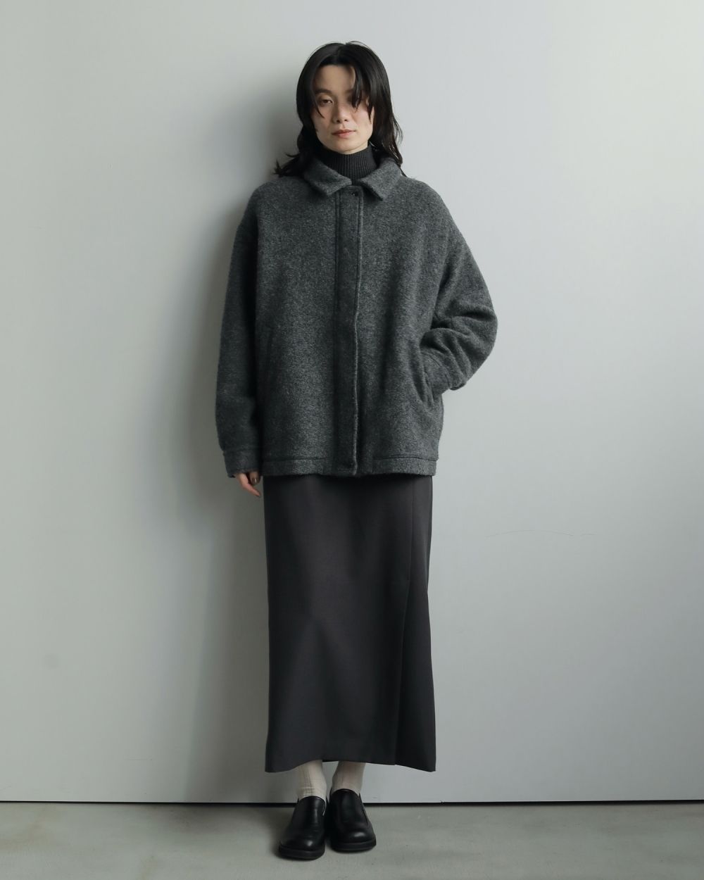 Heather Stretch Middleskirt Heather Stretch Middleskirt,ヘザーストレッチミドルスカート,62520801,ボトム,ミドル丈,スカート,ànuke,アンヌーク,lifes,ライフズ,25aw