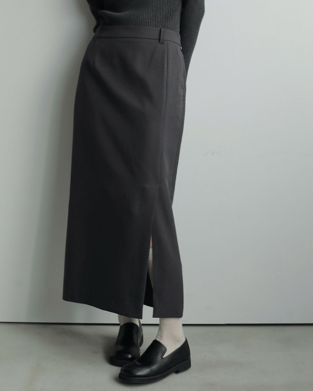 Heather Stretch Middleskirt Heather Stretch Middleskirt,ヘザーストレッチミドルスカート,62520801,ボトム,ミドル丈,スカート,ànuke,アンヌーク,lifes,ライフズ,25aw