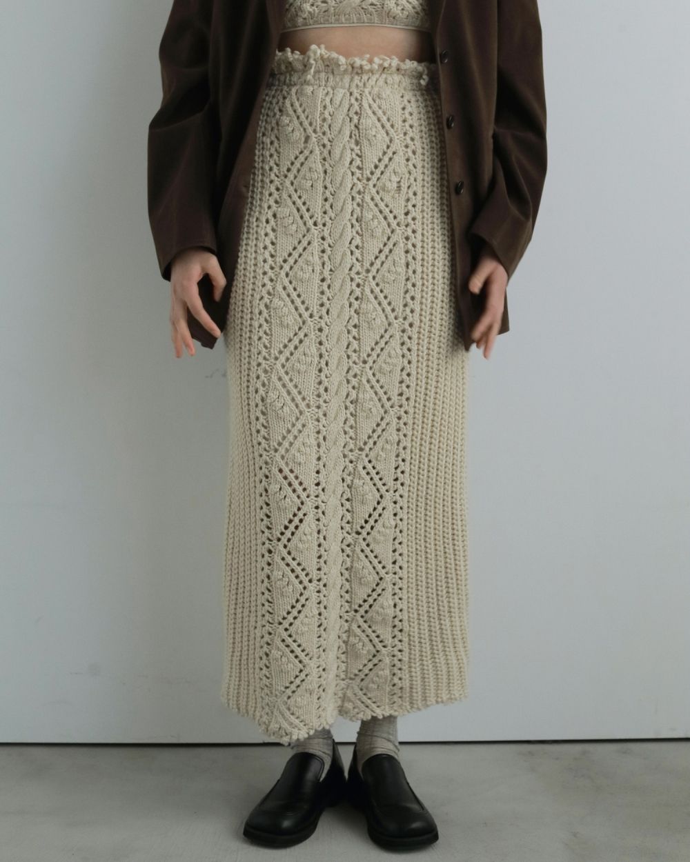 Cable Knit Skirt Cable Knit Skirt,ケーブルニットスカート,62520805,スカート,ニットスカート,ボトム,ànuke,アンヌーク,lifes,ライフズ,25aw