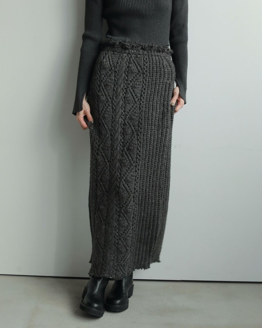 Cable Knit Skirt Cable Knit Skirt,ケーブルニットスカート,62520805,スカート,ニットスカート,ボトム,ànuke,アンヌーク,lifes,ライフズ,25aw