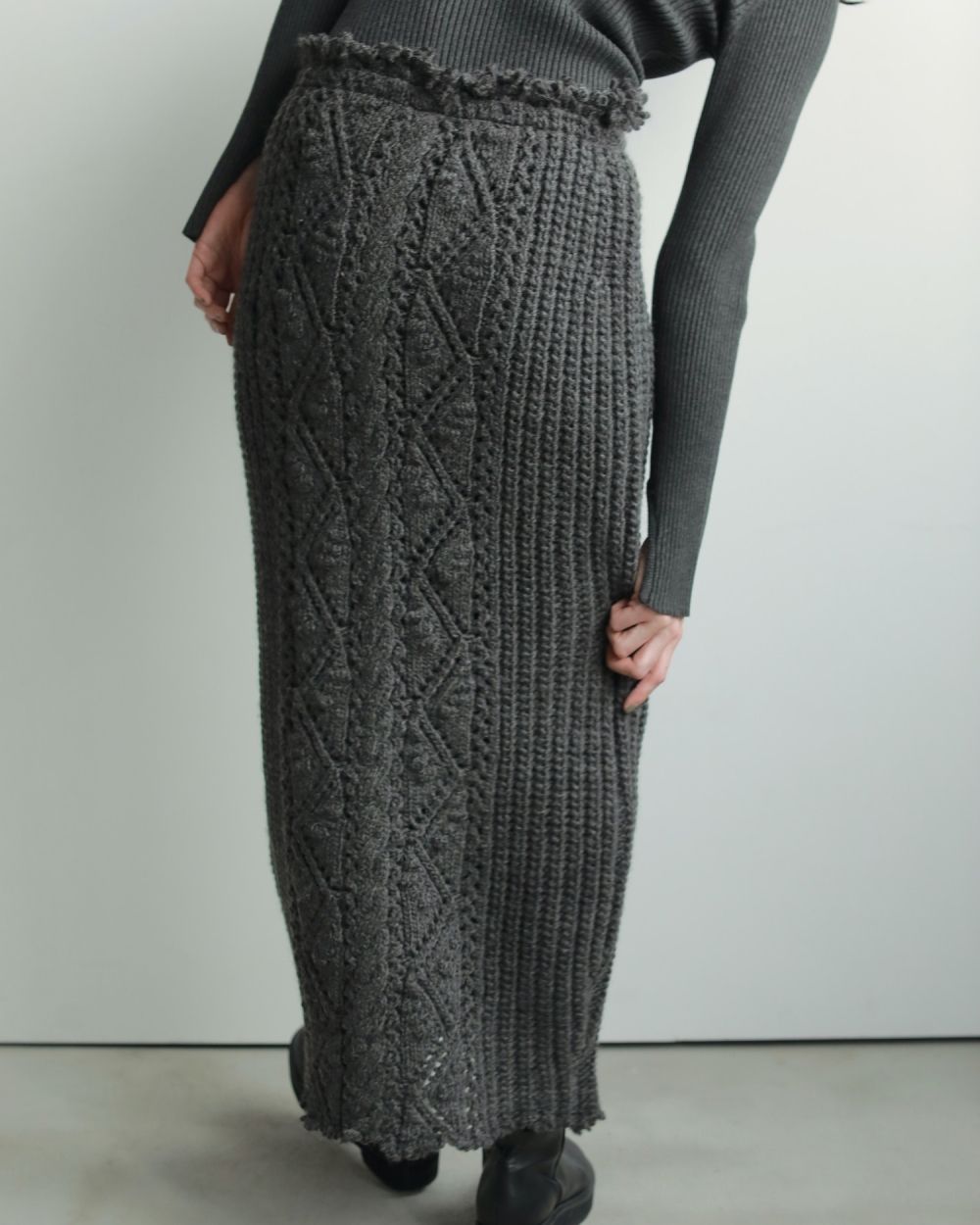 Cable Knit Skirt Cable Knit Skirt,ケーブルニットスカート,62520805,スカート,ニットスカート,ボトム,ànuke,アンヌーク,lifes,ライフズ,25aw