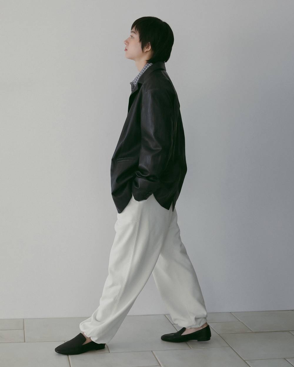 Ecoleather Tailored Jacket Ecoleather Tailored Jacket,エコレザー テーラード ジャケット,62610105,ジャケット,JK,アウター,羽織,オーバーサイズ,エコレザー素材,ànuke,アンヌーク,lifes,ライフズ,26ss