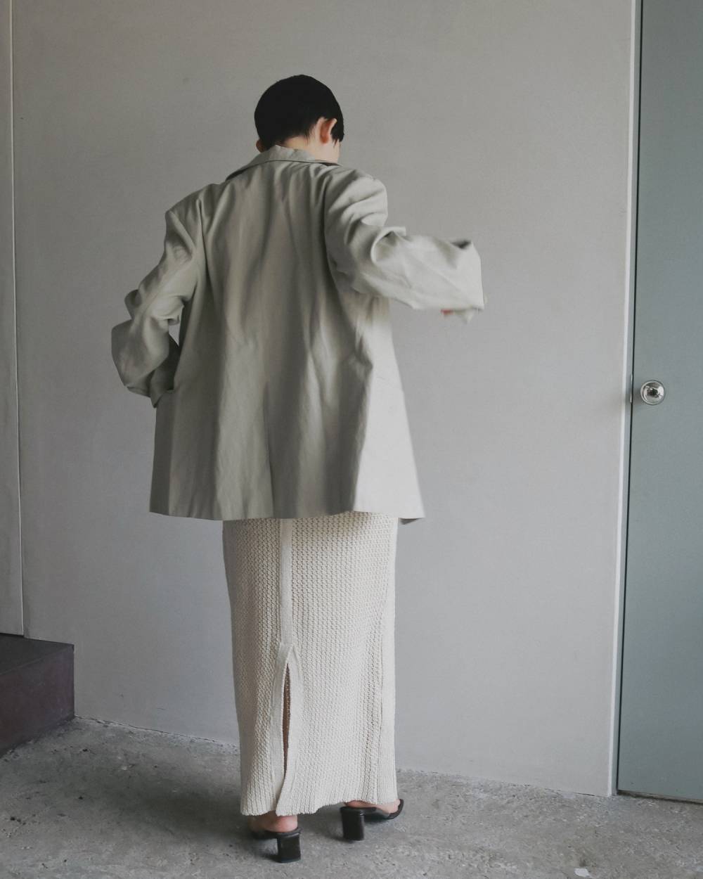 Ecoleather Tailored Jacket Ecoleather Tailored Jacket,エコレザー テーラード ジャケット,62610105,ジャケット,JK,アウター,羽織,オーバーサイズ,エコレザー素材,ànuke,アンヌーク,lifes,ライフズ,26ss