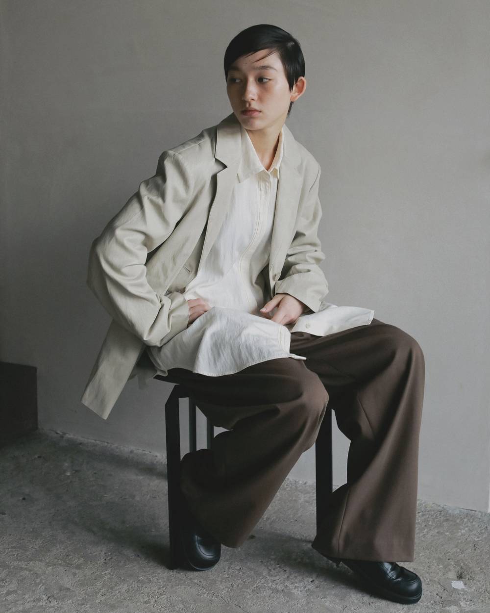 Ecoleather Tailored Jacket Ecoleather Tailored Jacket,エコレザー テーラード ジャケット,62610105,ジャケット,JK,アウター,羽織,オーバーサイズ,エコレザー素材,ànuke,アンヌーク,lifes,ライフズ,26ss