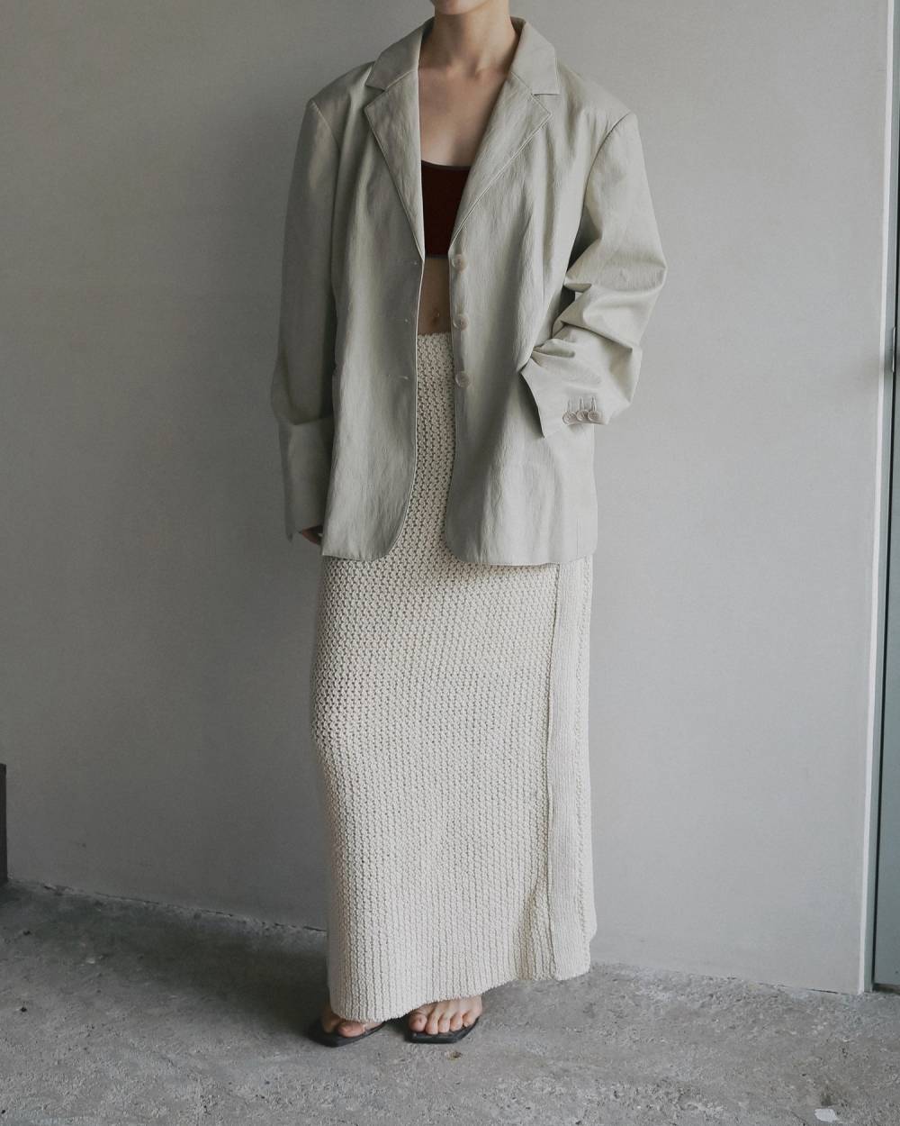 Ecoleather Tailored Jacket Ecoleather Tailored Jacket,エコレザー テーラード ジャケット,62610105,ジャケット,JK,アウター,羽織,オーバーサイズ,エコレザー素材,ànuke,アンヌーク,lifes,ライフズ,26ss