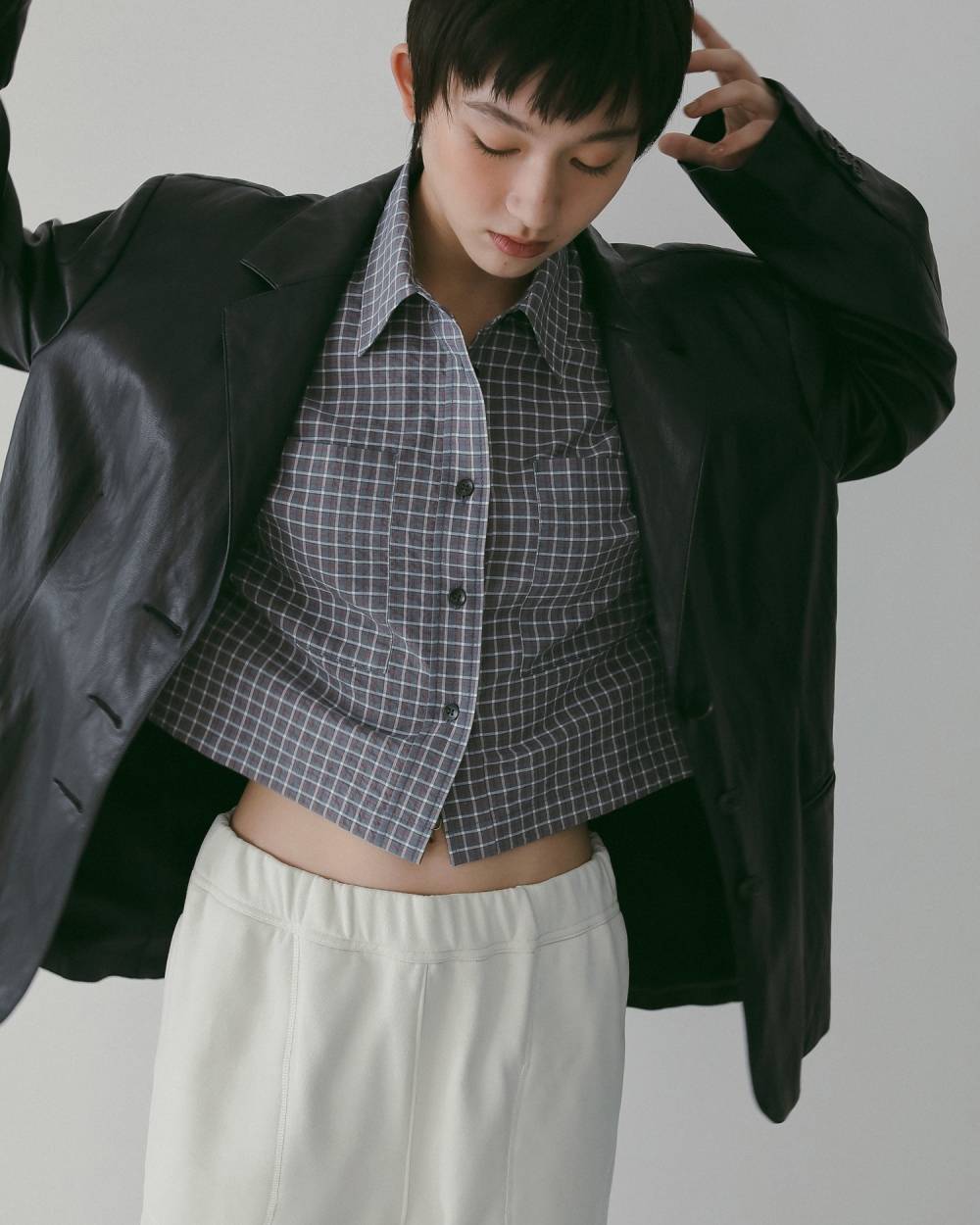 Ecoleather Tailored Jacket Ecoleather Tailored Jacket,エコレザー テーラード ジャケット,62610105,ジャケット,JK,アウター,羽織,オーバーサイズ,エコレザー素材,ànuke,アンヌーク,lifes,ライフズ,26ss