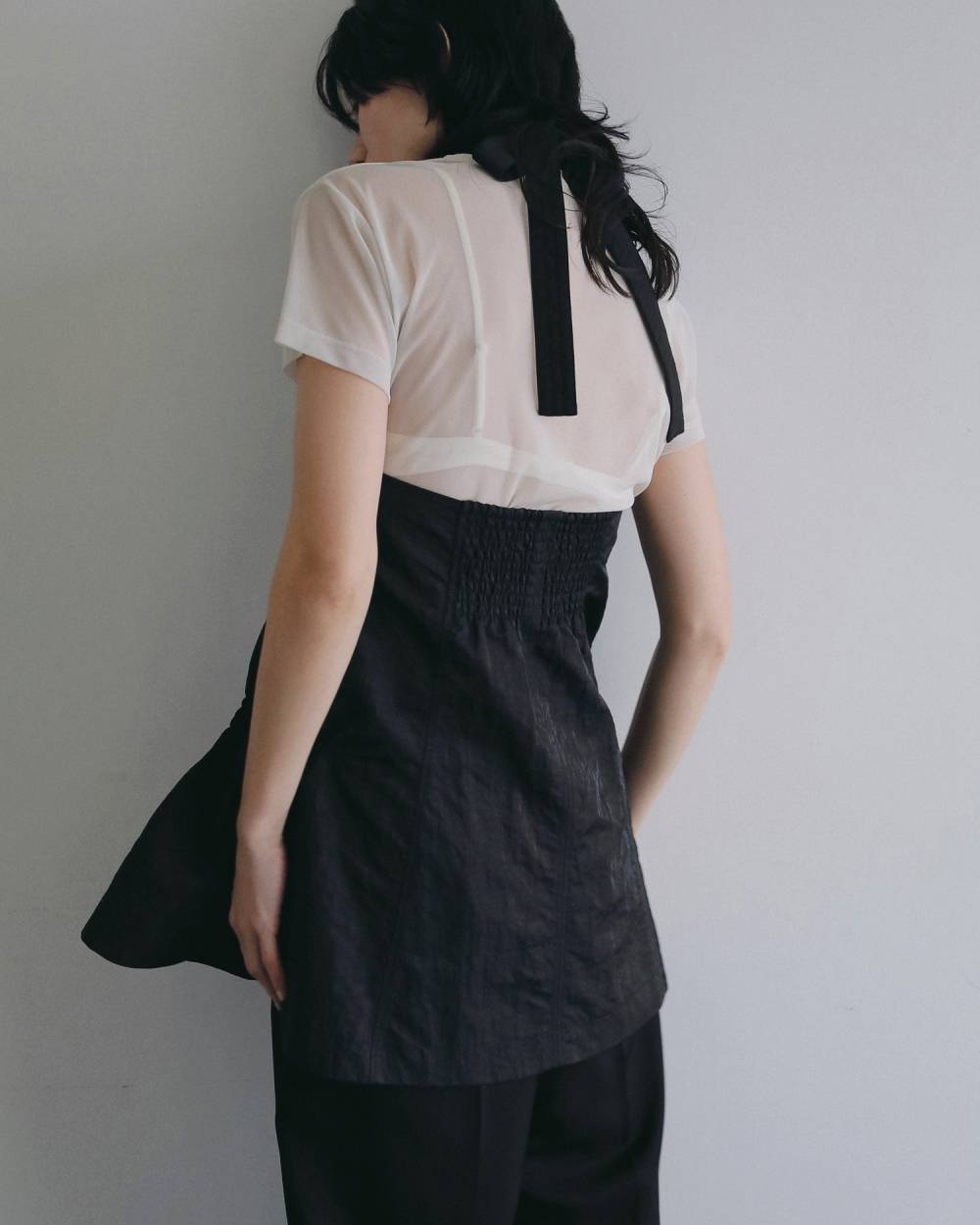 Ribbon Peplum Tops Ribbon Peplum Tops,リボン ペプラム トップス,62610427,トップス,ナイロン素材,ペプラム,ànuke,アンヌーク,lifes,ライフズ,26ss,26fall,26aw