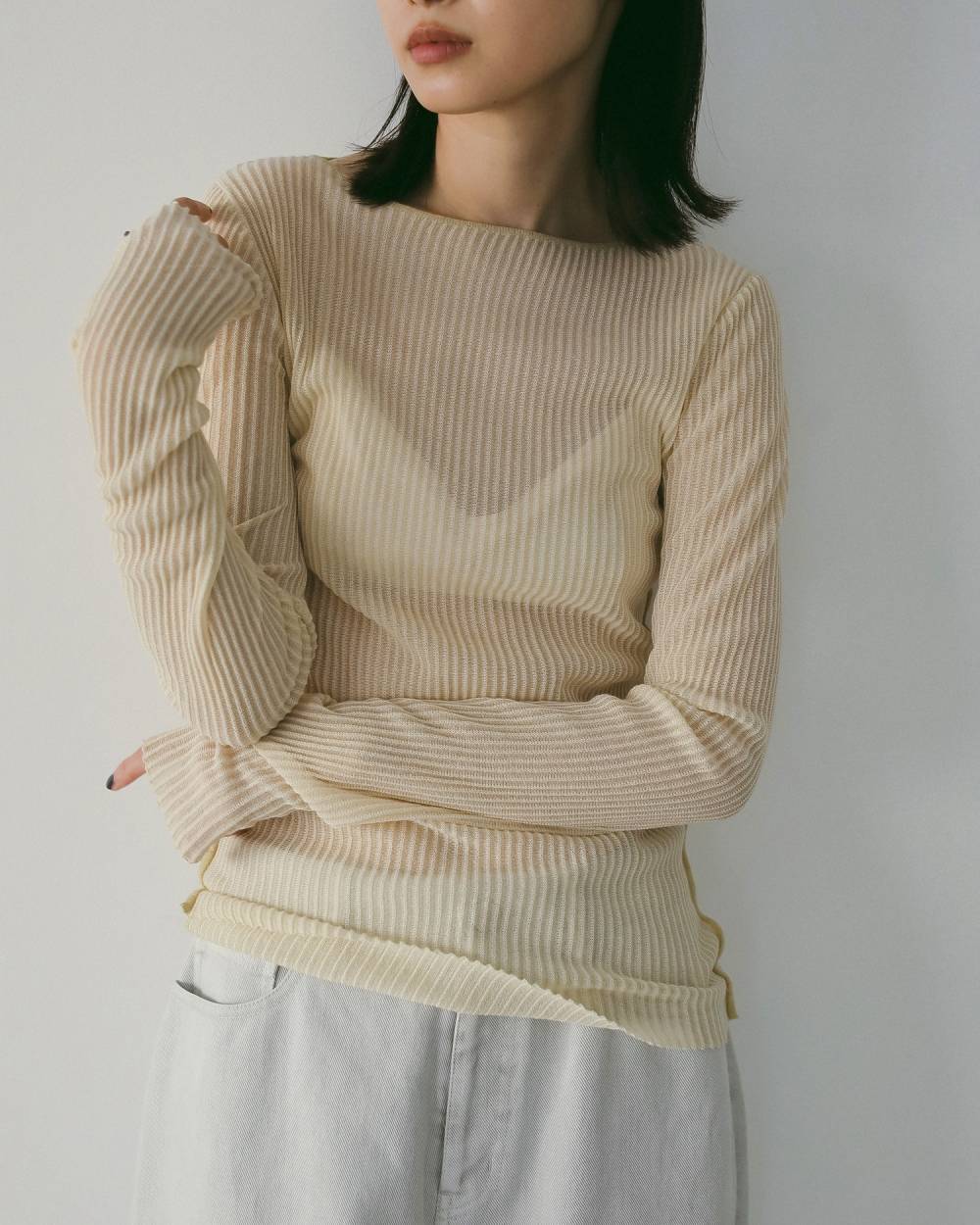 Sheer Stripe Knit Sheer Stripe Knit,シアー ストライプ ニット,62610515,トップス,ニット,ニットトップス,透け感,ストライプ,柄,ànuke,アンヌーク,lifes,ライフズ,26ss