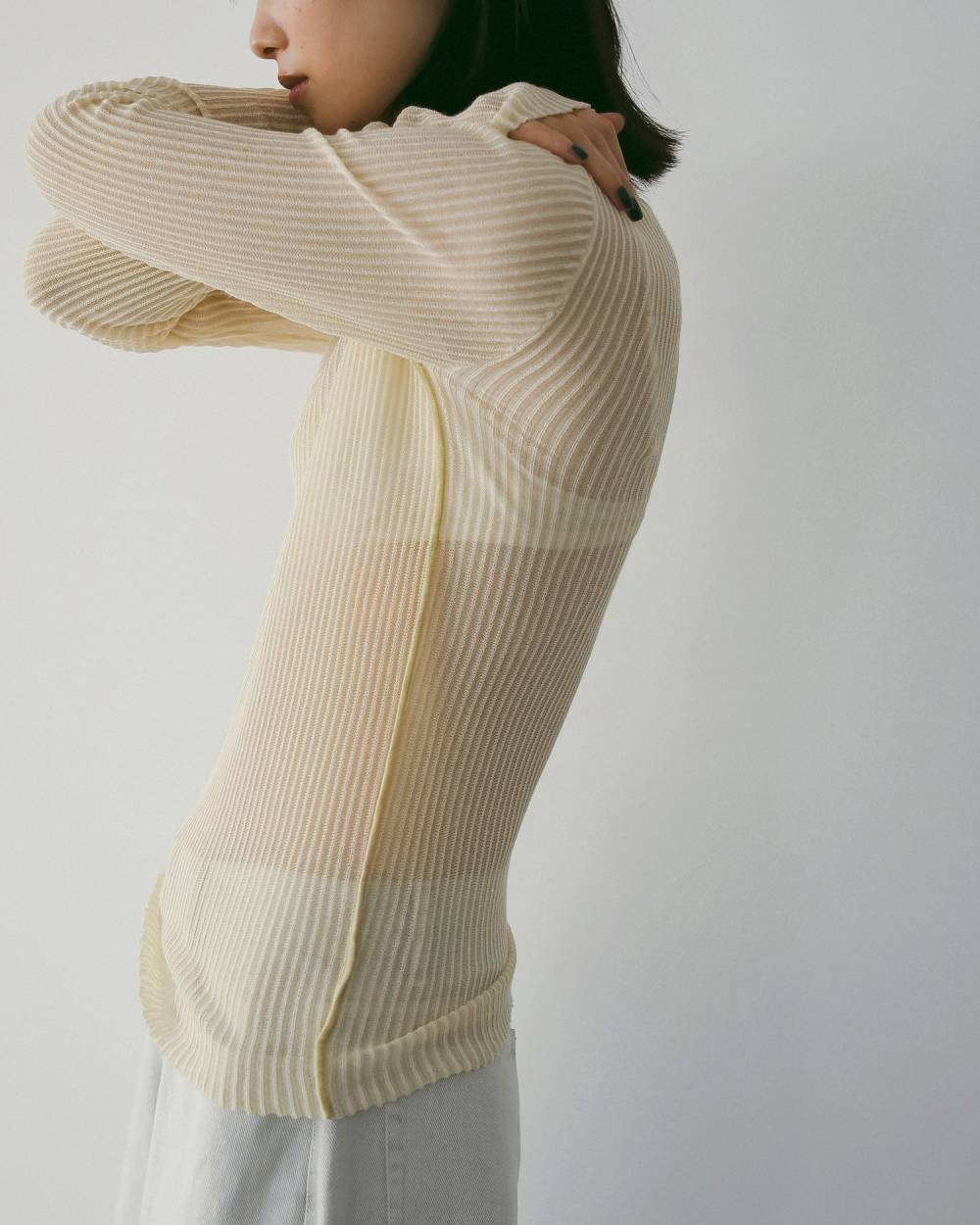 Sheer Stripe Knit Sheer Stripe Knit,シアー ストライプ ニット,62610515,トップス,ニット,ニットトップス,透け感,ストライプ,柄,ànuke,アンヌーク,lifes,ライフズ,26ss