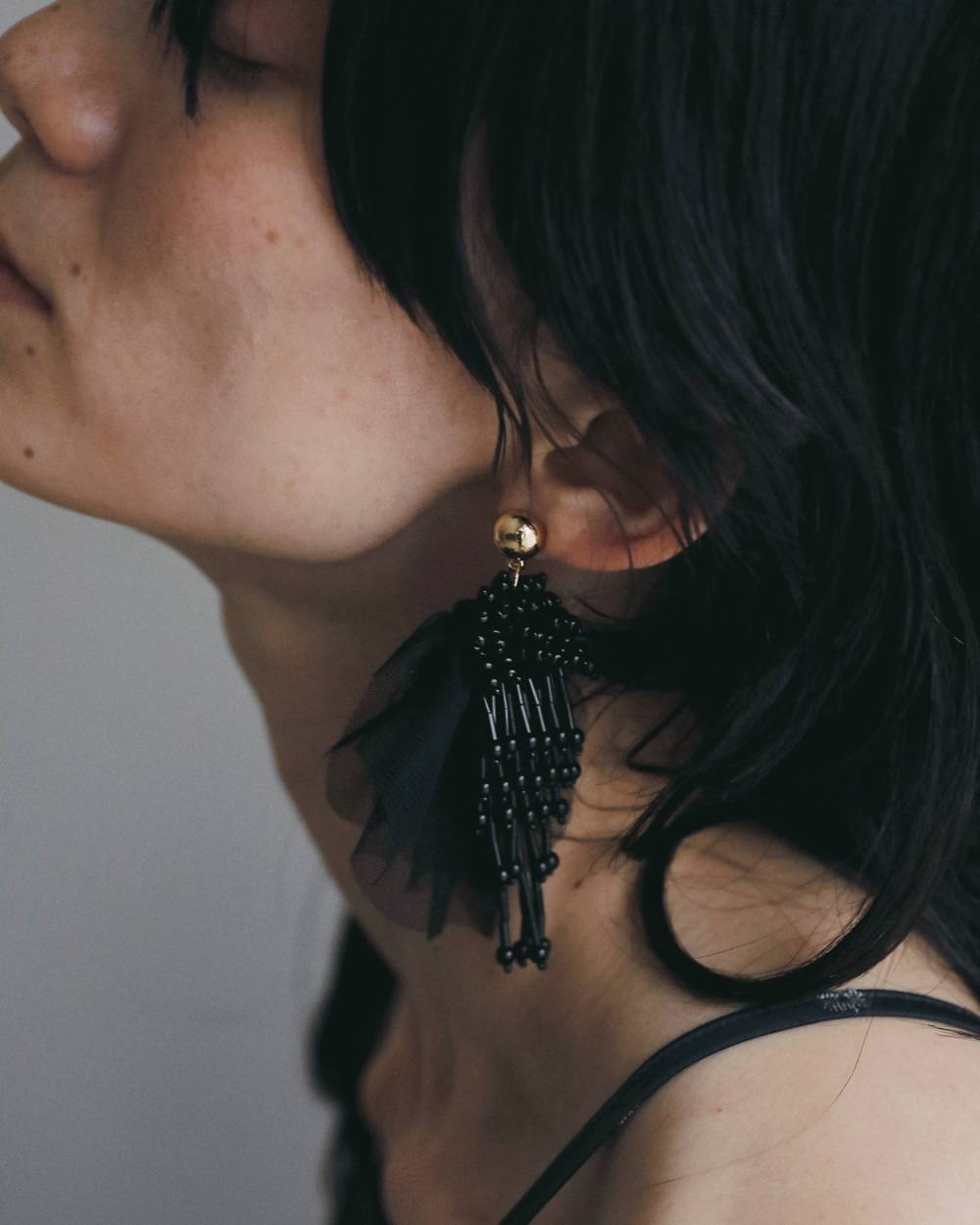 Tulle x Beads Pierce Tulle x Beads Pierce,チュール ビーズ ピアス,62610910,ピアス,アクセ,アクセサリー,ボリュームピアス,チュール,ビーズ,フリンジ,ànuke,アンヌーク,lifes,ライフズ,26ss,26fall,26aw