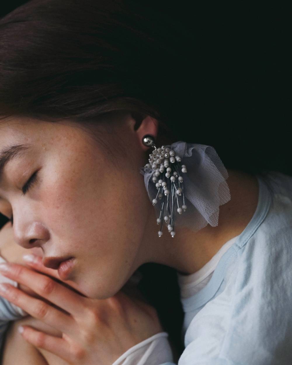 Tulle x Beads Pierce Tulle x Beads Pierce,チュール ビーズ ピアス,62610910,ピアス,アクセ,アクセサリー,ボリュームピアス,チュール,ビーズ,フリンジ,ànuke,アンヌーク,lifes,ライフズ,26ss,26fall,26aw