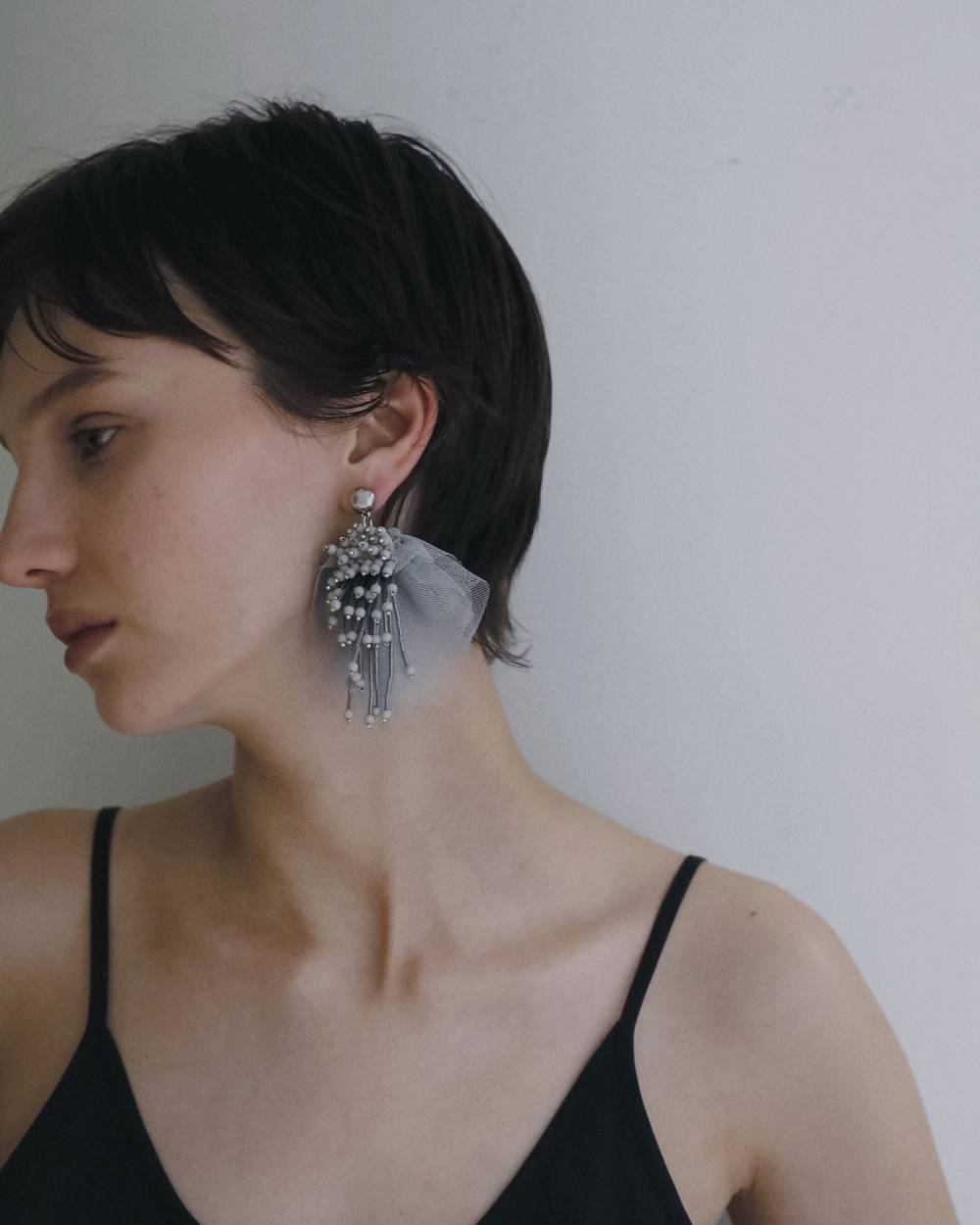 Tulle x Beads Pierce Tulle x Beads Pierce,チュール ビーズ ピアス,62610910,ピアス,アクセ,アクセサリー,ボリュームピアス,チュール,ビーズ,フリンジ,ànuke,アンヌーク,lifes,ライフズ,26ss,26fall,26aw