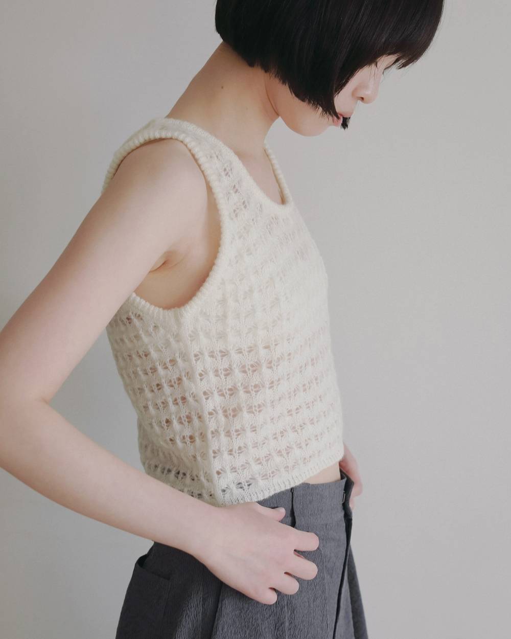 Pattern Knit Tanktop Pattern Knit Tanktop,パターン ニット タンクトップ,62620511,トップス,タンクトップ,タンク,ニット,ニットトップス,モヘア混,ànuke,アンヌーク,lifes,ライフズ,26ss,26fall,26aw