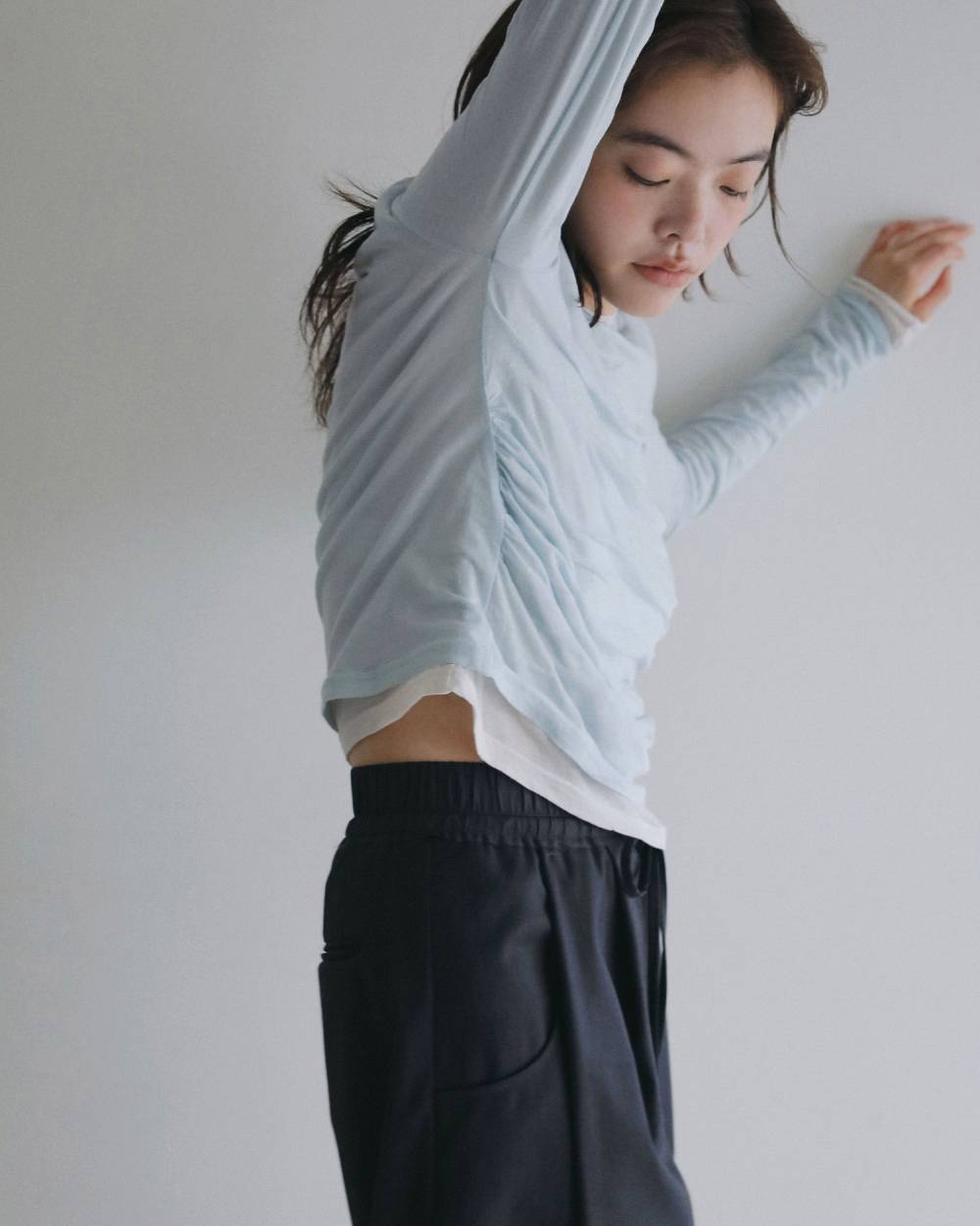 Gather Compact Tops Gather Compact Tops,ギャザー コンパクト トップス,62620608,トップス,薄手,カットソー,ànuke,アンヌーク,lifes,ライフズ,26ss,26fall,26aw