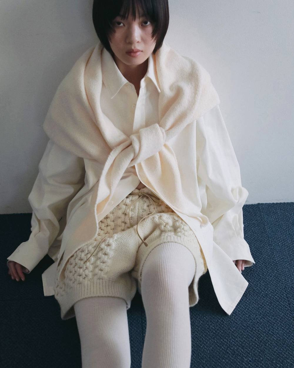 Knit Triangle Scarf Knit Triangle Scarf,ニット トライアングル スカーフ,62621013,スカーフ,ニットスカーフ,ànuke,アンヌーク,lifes,ライフズ,26ss,26fall,26aw